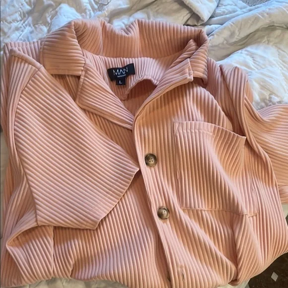 FINAL MARKDOWN—Boohoo Men's Pink Casual Button Down Shirt - Picture 5 of 5